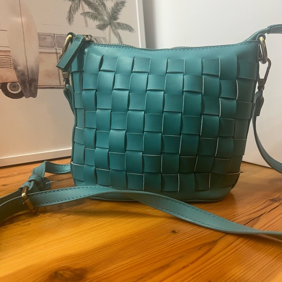 Joy Susan Handbags - Joy Susan Woven Teal  turquoise Crossbody Bag